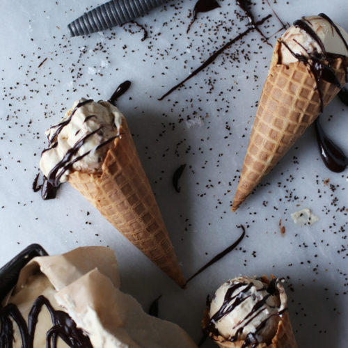 No Churn Espresso Ice cream with Salted Chocolate