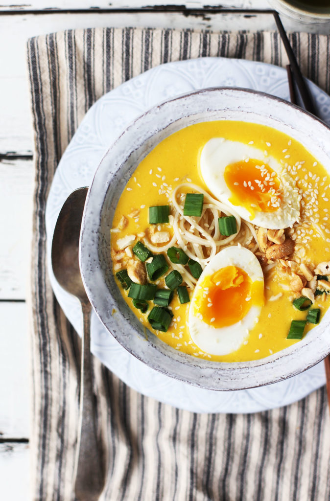 Crockpot Carrot Ginger Cashew Ramen Noodle Soup