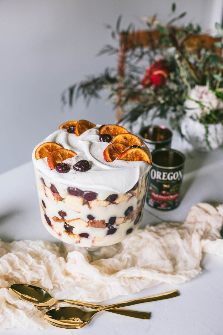 Dark Sweet Cherry and Chai Tea Trifle