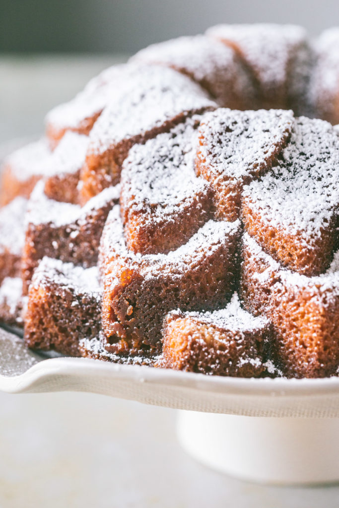 Close up image of the details of the Salted Caramel Bundt Cake